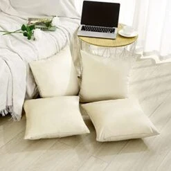 UBeesize Square 18 Inches Throw Pillow Covers Set Of 4, Solid Color Soft Velvet 18x18 Pillow Cover, Neutral Pillow Covers For Sofa Couch Chair Home Decor, Dark Teal Pillow Case -GENERIC Shop 41qz oLOR1L. AC