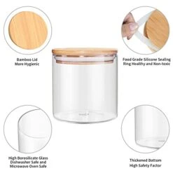 Food Storage Jar, 18.6 FL OZ (550 ML), [Thickened Version] 77L Glass Food Storage Jar With Airtight Seal Bamboo Lid - Modern Design Clear Food Storage Canister For Serving Tea, Coffee, Spice And More -GENERIC Shop 41r30kpPeGL