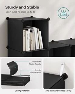 SONGMICS Cube Storage Organzier Portable Wardrobe Closet, 12 Cubes DIY Plastic Armoire Cabinet Modular Shelves Unit With Doors And Hanging Rods For Bedroom, Black ULPC301B01 -GENERIC Shop 41rDSZdwKwL