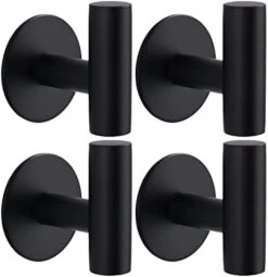 Adhesive Hooks Heavy Duty Wall Hooks Yandls Stainless Steel Waterproof Shower Hooks, Adhesive Holders Coat Hooks For Hanging, Wall Mounted Towel Hooks For Bathroom Kitchen - 2 Pack, Black, -GENERIC Shop 41rDia4b2fL. AC