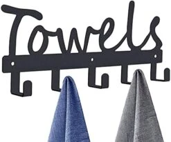 Wel Rack 7 Towel Hooks, Black Towel Holder And Accessories For Wall Mount Bath Organization - The Prefect Addition To Rustic Farmhouse, Restroom, Living Room Decor Robe Hooks -GENERIC Shop 41rcvrky88L. AC