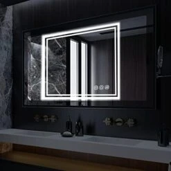 Wall Mirrors LED Bathroom With Lighted Vanity Mounted 36x28In AntiFog Mirror Makeup With Built Strip Control Touch Switch Memory Mirror Suitable For Dimmable 3000-6000K Adjustable Wedding Gift -GENERIC Shop 41rfm0CS6yL. AC