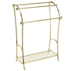 MDesign Large Standing Metal Bathroom Towel Holder Stand With Shelf - 3-Tier Towel Rack Stand For Hanging Bath, Hand, And Fingertip Towels - Towel Stand For Bathroom - Hyde Collection - Soft Brass -GENERIC Shop 41s1oo8TYtL