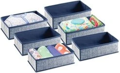 MDesign Soft Fabric Dresser Drawer And Closet Storage Organizer Bin For Bedroom - Holds Lingerie, Bras, Socks, Leggings, Clothes, Purses, Scarves, Lido Collection - 6 Pack - Charcoal Gray/Black -GENERIC Shop 41sEbCyKffL. AC