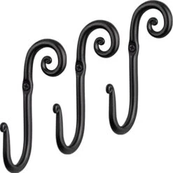 RTZEN Wall Mount J Hook - Wrought Iron Decorative Wall Hooks For Hanging Things - Handcrafted Classic Wall Mounted Black Coat Hooks - Farmhouse Towel Hooks Robe Hooks Or Hat Hooks - 3 Pack -GENERIC Shop 41sN4FCAtAL. AC
