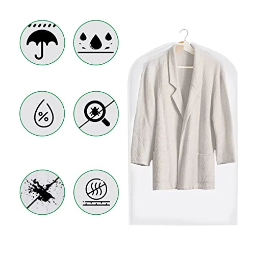 10pack Garment Bags For Hanging Clothes,Side Zipper Translucent Clothes Dust Bag,Plastic Dustproof Suit Bag,Coat Protector Zippered Garment Covers For Closet Storage And Travel-24"x 40"/55" 3 10pack Garment Bags For Hanging Clothes,Side Zipper Translucent Clothes Dust Bag,Plastic Dustproof Suit Bag,Coat Protector Zippered Garment Covers For Closet Storage And Travel-24"x 40"/55" - Image 3