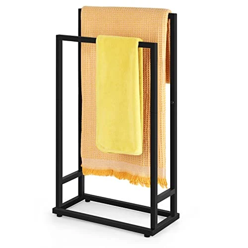 Free Standing Towel Rack 2 Tier Towel Holder Stand Small Hand Towel Drying Rack Black Towel Blanket Racks For Bathroom Laundry Room Bedroom Pool (Matte Black) 1 Free Standing Towel Rack 2 Tier Towel Holder Stand Small Hand Towel Drying Rack Black Towel Blanket Racks For Bathroom Laundry Room Bedroom Pool (Matte Black)