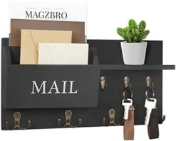 Heylor Key Holder For Wall, Mail And Key Hanger Wall Mount With Double Key Hook And Hat Coat Rack Shelf Decor,Key Organizer Suitable For Entryway, Hallway, Dog Leashes,House And Living Room, Black -GENERIC Shop 41syMBXP xL. AC