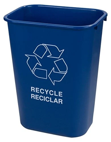Carlisle FoodService Products 342913REC14 Plastic Recycle Deskside Wastebasket, 13 Quart, Blue 5 Carlisle FoodService Products 342913REC14 Plastic Recycle Deskside Wastebasket, 13 Quart, Blue - Image 5