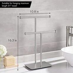 KES Hand Towel Stand For Bathroom Countertop Double-T Towel Holder Towel Rack With Square Base SUS304 Stainless Steel Brushed Finish, BTH209B-2 -GENERIC Shop 41tLlDBOLES