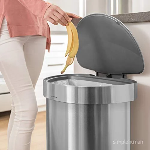 Simplehuman 45 Liter/ 12 Gallon Semi-Round Hands-Free Step Trash Can, Brushed 3 Simplehuman 45 Liter/ 12 Gallon Semi-Round Hands-Free Step Trash Can, Brushed - Image 3