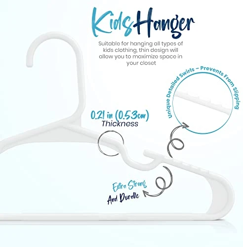Utopia Home 60 Pack Kids Hangers - 11.5 Inch Plastic Baby Hangers For Closet - Childrens Hangers For Clothes & Infant Hangers For Closet - Ideal For Everyday Standard Use (White) 2 Utopia Home 60 Pack Kids Hangers - 11.5 Inch Plastic Baby Hangers For Closet - Childrens Hangers For Clothes & Infant Hangers For Closet - Ideal For Everyday Standard Use (White) - Image 2