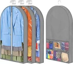 40" Garment Bags, Clear Moth Proof Suits Covers With 4" Gussetes, For Hanging Clothes Closet Storage Travel, Plastic Protector For Coat, Jacket, Sweater, Shirts, 3 Packs -GENERIC Shop 41tcboP4BkL. AC