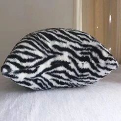 Entua Faux Fur Throw Pillow Covers Wild Animal Zebra Skin Stripe Cushion Covers Soft Black White Decorative Pillowcases For Couch Sofa Living Room18 X 18 In Set Of 2 -GENERIC Shop 41thB3WJSqS