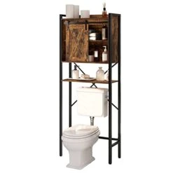 ALLOSWELL Over The Toilet Storage Cabinet, 4-Tier Bathroom Space-Saver Rack Over Toilet, Toilet Organizer Rack With With Cupboard And Adjustable Shelf, Easy Assembly, Rustic Brown TRHR0201 -GENERIC Shop 41tqkpPNfLL