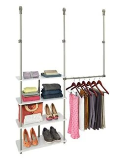 ClosetMaid 55300 Closet Maximizer With (4) Shelves & Double Hang Rod, Tool Free Add On Unit, White Finish,11.6 X 53 X 74 Inches -GENERIC Shop 41tvPO4EktL