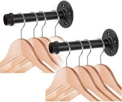 Sumnacon 2 Pcs 7.7 Inch Industrial Pipe Clothes Bar - Heavy Duty Rustic Metal Coat Hanger With Screws, Wall-Mounted Garment Holder Rack For Bedroom/Bathroom/Cabinet/Boutique/Clothing Store, Black -GENERIC Shop 41uLMYLkOL. AC
