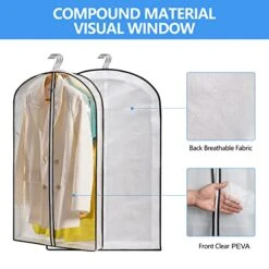 Mskitchen Hanging Clothes Bag With 4" Gusseted Garment Bag (Set Of 6) For Storage Suit Bag For Closet Clear Garment Bags Dress Covers Garment Bags For Suits, Sweaters, Shirts - 24"x 40"x 4"/ 6 Pack -GENERIC Shop 41uYPCBAkbL