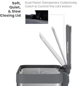 SIMPLI-MAGIC 50 Liter Soft-Close, Smudge Resistant Trash Can With Foot Pedal And Built In Filter-Stainless Steel, Sleek Finish, 50L/13.2 Gallon -GENERIC Shop 41uYZepDLyL