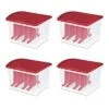 Sterilite Christmas Light And Garland Holiday Decor Home Organizer Clear Storage Container With Red Lid And Reel Slats (4 Pack)