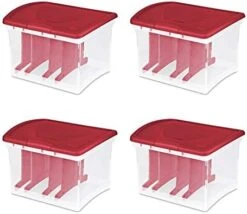 Sterilite Christmas Light And Garland Holiday Decor Home Organizer Clear Storage Container With Red Lid And Reel Slats (4 Pack) -GENERIC Shop 41ucRTX9V6L. AC