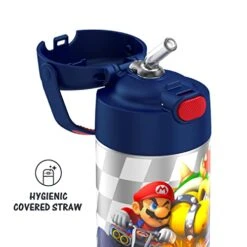 THERMOS FUNTAINER 12 Ounce Stainless Steel Vacuum Insulated Kids Straw Bottle, Super Mario Brothers -GENERIC Shop 41uvee1DwVL