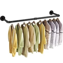 UlSpeed Clothes Rack, 38.4in Wall Mounted Industrial Pipe Clothing Rack, Garment Rack Space Saver Hanging Clothes Rack, Heavy Duty Detachable Wall Racks, Multi-Purpose Hanging Rack For Closet, 1 Pack