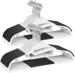 Finnhomy 50 Pack Plastic Hangers, Durable Clothes Hangers With Non-Slip Pads, Space Saving Easy Slide Organizer For Bedroom Closet, Great For Shirts, Pants, White -GENERIC Shop 41vZgT4gRL. AC