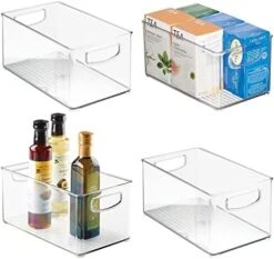 MDesign Plastic Kitchen Organizer - Storage Holder Bin With Handles For Pantry, Cupboard, Cabinet, Fridge/Freezer, Shelves, Counter - Holds Canned Food, Snacks - Ligne Collection - 4 Pack - Clear 16 MDesign Plastic Kitchen Organizer - Storage Holder Bin With Handles For Pantry, Cupboard, Cabinet, Fridge/Freezer, Shelves, Counter - Holds Canned Food, Snacks - Ligne Collection - 4 Pack - Clear -GENERIC Shop 41vxGVr8ryL. AC
