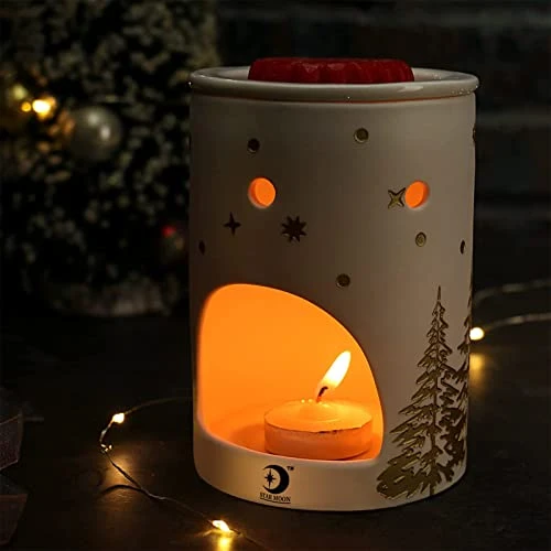 STAR MOON Wax Burner Essential Oil Burner Tart Warmer Ceramic Tealight Candle Holder Candle Warmer For Christmas Decoration, Home Décor For Living Room Bedroom Golden Christmas Tree 3 STAR MOON Wax Burner Essential Oil Burner Tart Warmer Ceramic Tealight Candle Holder Candle Warmer For Christmas Decoration, Home Décor For Living Room Bedroom Golden Christmas Tree - Image 3