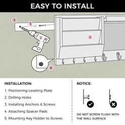 Ziivita Key Holder For Wall - Mail Holder Organizer Wall Mount With Shelf - Hanging Key Rack Hanger With Hooks Decorative For Home Letter Dog Leash Entryway Decor -GENERIC Shop 41w9eZW6OvL