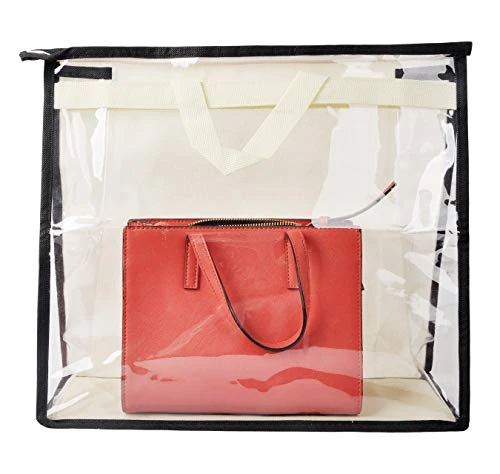 Vercord Clear PVC Handbag Dust-Free Cover Moistureproof Purse Storage Bag Organizer With Handle Zipper Space-Save Holder For Closet Beige XXL 1 Vercord Clear PVC Handbag Dust-Free Cover Moistureproof Purse Storage Bag Organizer With Handle Zipper Space-Save Holder For Closet Beige XXL