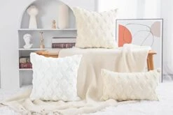 MADIZZ Set Of 2 Soft Plush Short Wool Velvet Decorative Throw Pillow Covers 18x18 Inch Beige Square Luxury Style Cushion Case Pillow Shell For Sofa Bedroom -GENERIC Shop 41wIIlzREZL