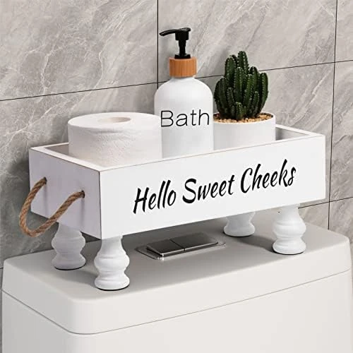 BS-VOG Bathroom Decor Box, Raised Wood Toilet Tank Basket For Toilet Paper With Funny Signs On 2 Sides For Back Of Toilet, Farmhouse Tank Topper Storage Organizer Tray For Rustic Home Decor (Black) 8 BS-VOG Bathroom Decor Box, Raised Wood Toilet Tank Basket For Toilet Paper With Funny Signs On 2 Sides For Back Of Toilet, Farmhouse Tank Topper Storage Organizer Tray For Rustic Home Decor (Black) - Image 8