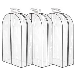 3 Pack Garment Bags For Hanging Clothes，12" Gusseted Large Capacity Garment Rack Cover，Clear Suit Bags For Closet Storage，Clothes Storage Bags With Zipper For Coat (40'' X 24'' X 12''~3pack)