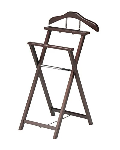 King's Brand Furniture-Oliver Foldable Wood Suit Valet Rack Stand Organizer, Walnut 1 King's Brand Furniture-Oliver Foldable Wood Suit Valet Rack Stand Organizer, Walnut