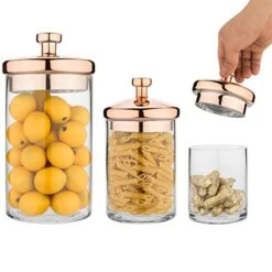 MyGift 6 Piece Clear Glass Apothecary Jar Set With Copper Lid - Decorative Kitchen And Bath Storage Canisters, Wedding Centerpiece Jars, Candy Buffet With Lids 9 MyGift 6 Piece Clear Glass Apothecary Jar Set With Copper Lid - Decorative Kitchen And Bath Storage Canisters, Wedding Centerpiece Jars, Candy Buffet With Lids -GENERIC Shop 41x9Zq2oj4L