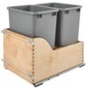 Rev-A-Shelf 4WCSC-1835DM-2 Double 35 Quart Pull-Out Kitchen Cabinet Waste Containers Trash Cans Bins With Blumotion Soft-Close Slides & 135lb Capacity