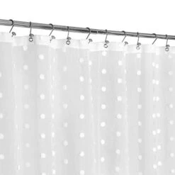 Sheer Shower Curtain With Pom Poms, Soft Light-Weight Faux Linen Polyester & Sheerness For Girls Bathroom - 72x72, White -GENERIC Shop 41xY3xxWkuL