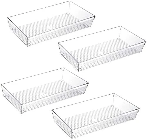 4 Pack 12"x 6" Large Size Clear Plastic Desk Drawer Organizer Tray Bathroom Office Kitchen Utensils Silverware Gadgets Dividers Desk Drawer Storage Bins Container For Dresser Cosmetic Makeup 8 4 Pack 12"x 6" Large Size Clear Plastic Desk Drawer Organizer Tray Bathroom Office Kitchen Utensils Silverware Gadgets Dividers Desk Drawer Storage Bins Container For Dresser Cosmetic Makeup - Image 8