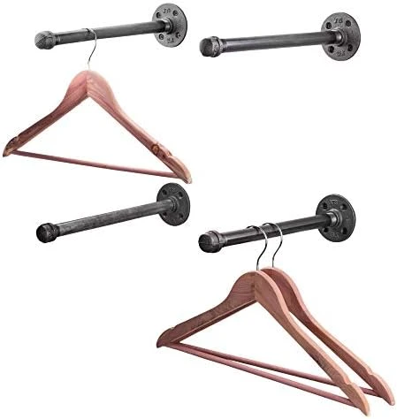 PIPE DECOR Industrial Pipe Wall Mounted Clothing Rack, Commercial Or Residential Wardrobe Clothes Display, Heavy Duty Rustic Vintage Steel Grey Black Metal Garment Bracket Frame, 4 X 12 Brackets 5 PIPE DECOR Industrial Pipe Wall Mounted Clothing Rack, Commercial Or Residential Wardrobe Clothes Display, Heavy Duty Rustic Vintage Steel Grey Black Metal Garment Bracket Frame, 4 X 12 Brackets - Image 5