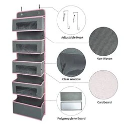 Vercord Door Hanging Organizer Storage Wall Mount Organization Foldable Hanging Shelves Kids Toy 5 Pocket 4 Clear Window With Metal Hook Grey 10 Vercord Door Hanging Organizer Storage Wall Mount Organization Foldable Hanging Shelves Kids Toy 5 Pocket 4 Clear Window With Metal Hook Grey -GENERIC Shop 41y8AvubgJL