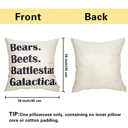 Fahrendom Battlestar, Bears, Beets, Galactica Quote Sign Decor Cotton Linen Home Decorative Throw Pillow Case Cushion Cover With Words For The Office TV Series Lover, Sofa Couch 18 X 18 Inch 2 Fahrendom Battlestar, Bears, Beets, Galactica Quote Sign Decor Cotton Linen Home Decorative Throw Pillow Case Cushion Cover With Words For The Office TV Series Lover, Sofa Couch 18 X 18 Inch - Image 2