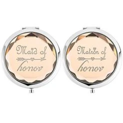 2 Pack Bridesmaid Proposal Gifts,1 Maid Of Honor Mirror 1 Matron Of Honor Mirror,Crystal Pocket Compact Makeup Mirror Wedding Bridesmaid Gifts Bachelorette Party Gifts For Bride (Champagne) -GENERIC Shop 41yT1ylZ88L 1