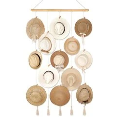 Mkono Hat Rack Hat Hangers For Wall Boho Caps Storage Display Organizer With Decorative Tassels Modern Cowboy Womens Hat Holder Display Hanger For Wide Brim Bowler Fedora Hats Baseball Caps, Large