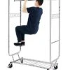 HOKEEPER Double Clothing Garment Rack With Shelves Capacity 600 Lbs Clothing Racks On Wheels Rolling Clothes Rack For Hanging Clothes Heavy Duty Portable Collapsible Commercial Garment Rack Chrome