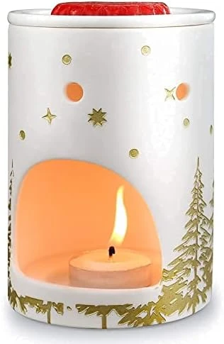 STAR MOON Wax Burner Essential Oil Burner Tart Warmer Ceramic Tealight Candle Holder Candle Warmer For Christmas Decoration, Home Décor For Living Room Bedroom Golden Christmas Tree 7 STAR MOON Wax Burner Essential Oil Burner Tart Warmer Ceramic Tealight Candle Holder Candle Warmer For Christmas Decoration, Home Décor For Living Room Bedroom Golden Christmas Tree - Image 7