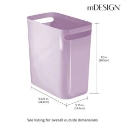 MDesign Plastic Slim Large 2.5 Gallon Trash Can Wastebasket, Classic Garbage Container Recycle Bin For Bathroom, Bedroom, Kitchen, Home Office, Outdoor Waste, Recycling, Aura Collection - (Light Purple, Pack Of 1) -GENERIC Shop 41zeU9bWakL
