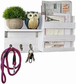 Spiretro Wall-Mounted Key Hooks Holder And Mail Sorter - Rustic Wood Grey - Entryway Organizer For Letters, Leashes, And Purses - Home Decorative Floating Shelf, 16.5” W X 9.75" H X 4.5” D -GENERIC Shop 41zfUu75e5L. AC