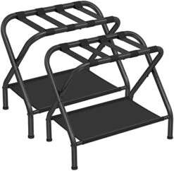 SONGMICS Luggage Racks, Set Of 2, Suitcase Stand With Fabric Storage Shelf, For Guest Room, Bedroom, Hotel, Foldable Steel Frame, Holds Up To 110 Lb, 27.2 X 15 X 20.5 Inches, Black URLR002B02 21 SONGMICS Luggage Racks, Set Of 2, Suitcase Stand With Fabric Storage Shelf, For Guest Room, Bedroom, Hotel, Foldable Steel Frame, Holds Up To 110 Lb, 27.2 X 15 X 20.5 Inches, Black URLR002B02 -GENERIC Shop 41zxdGqsxcL. AC